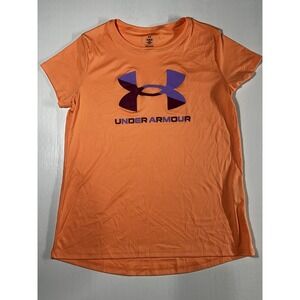 Under Armour Girls Orange T-Shirt Youth Large YL Activewear Top